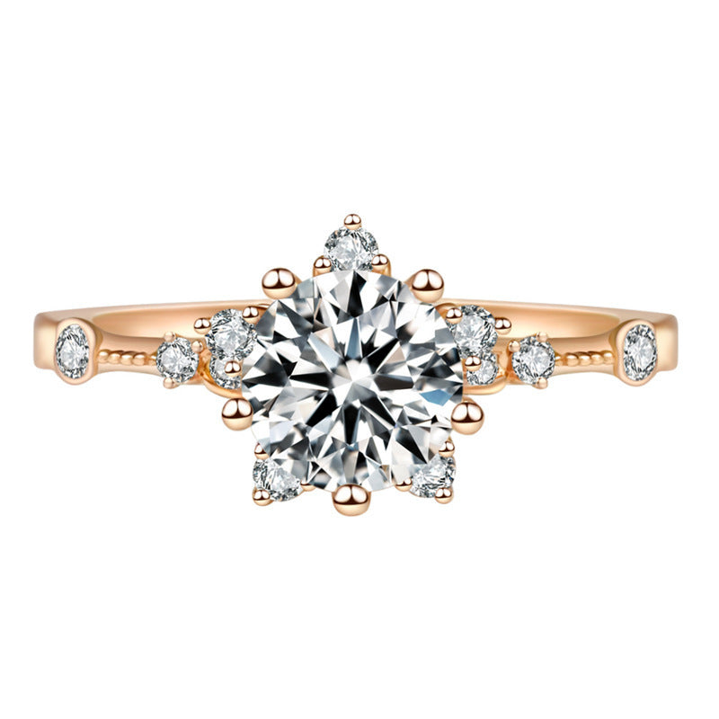 Anello fiocco di neve a sei griffe