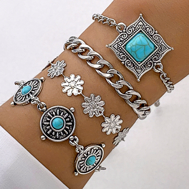 Bracciale boho turchese foglia