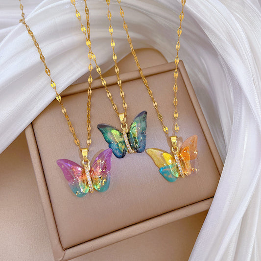 Collana farfalla in titanio colorata