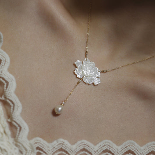 Collana giada ghiaccio e perla