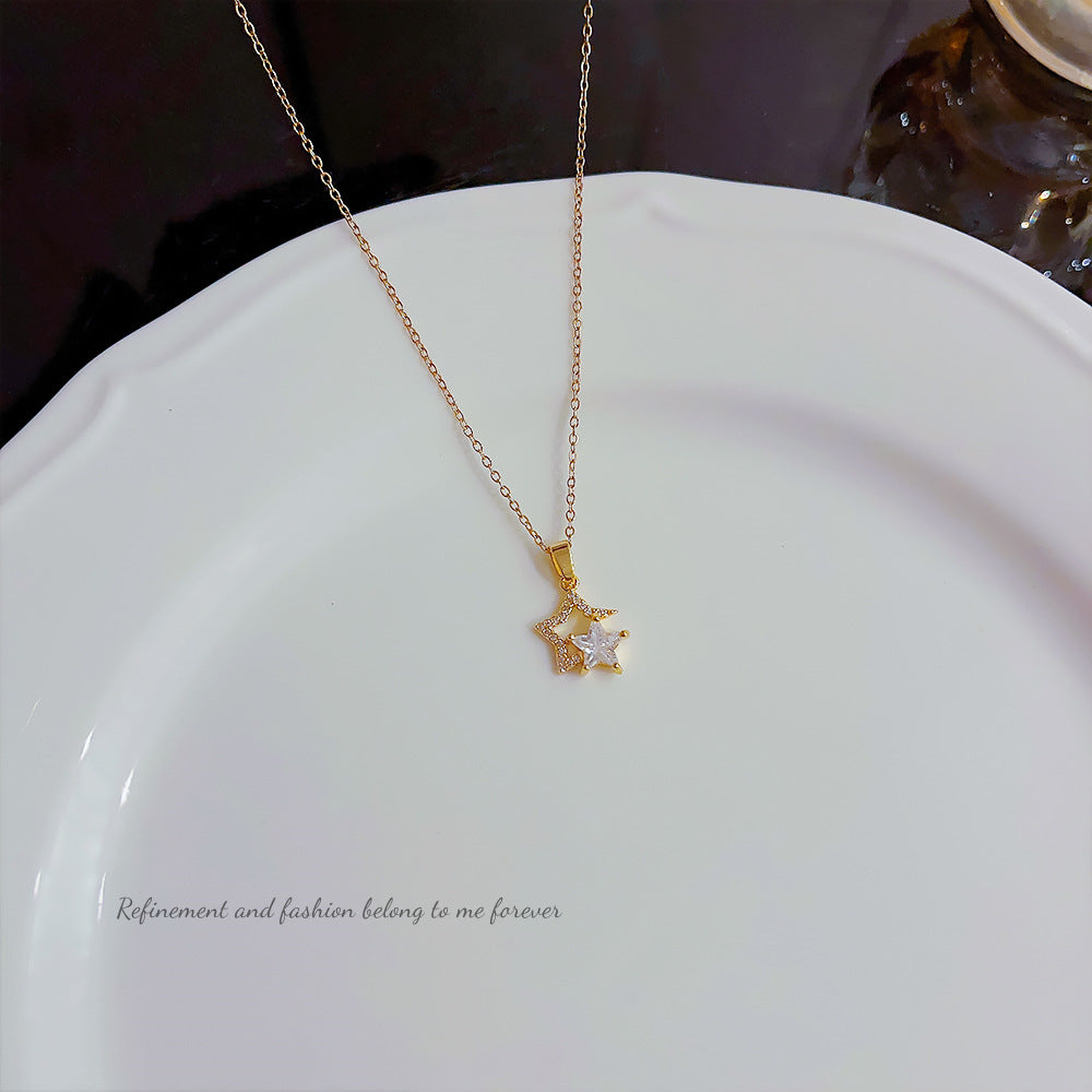 Collana stella zirconi acciaio titanio
