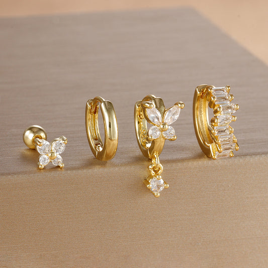 Orecchini farfalla strass clip