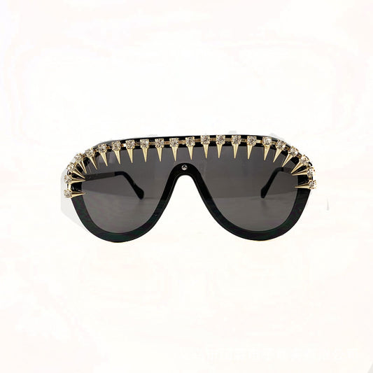 Occhiali da sole oversize steampunk diamante