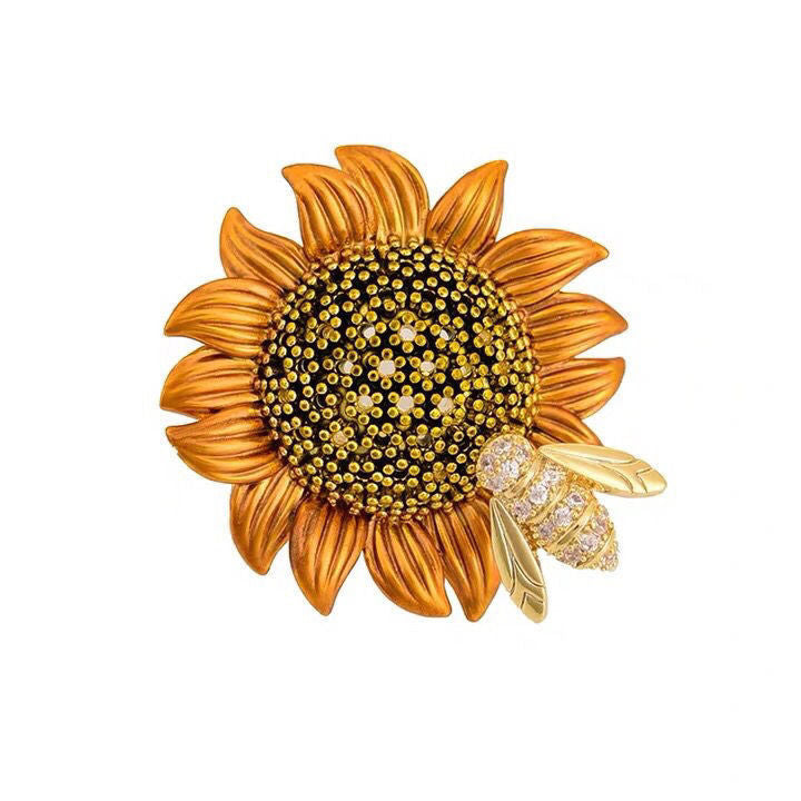 Spilla girasole ape zircone