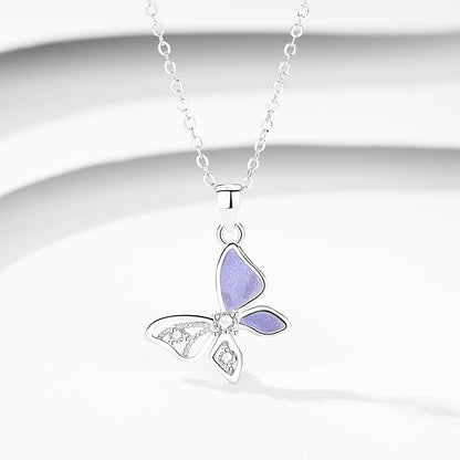 Collana farfalla argento in vetro