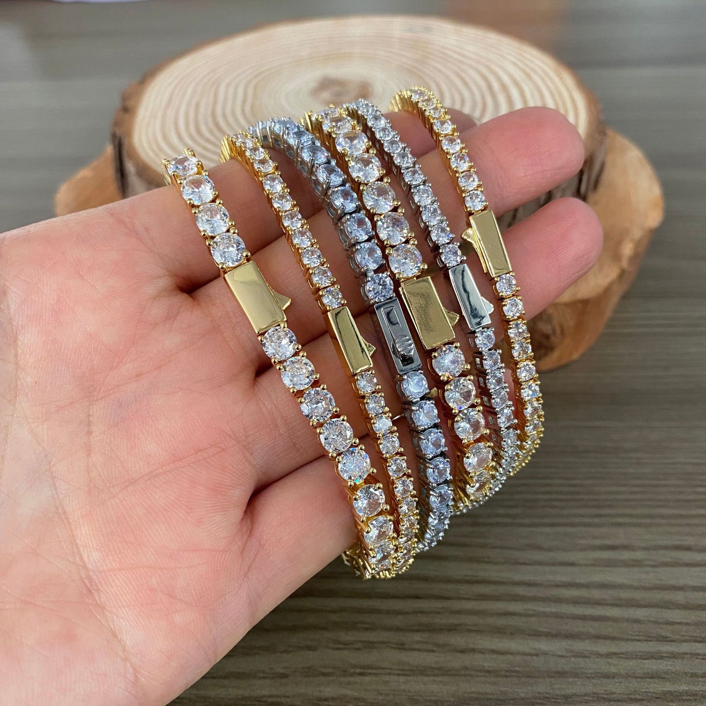 Bracciale acciaio e zirconi titanio