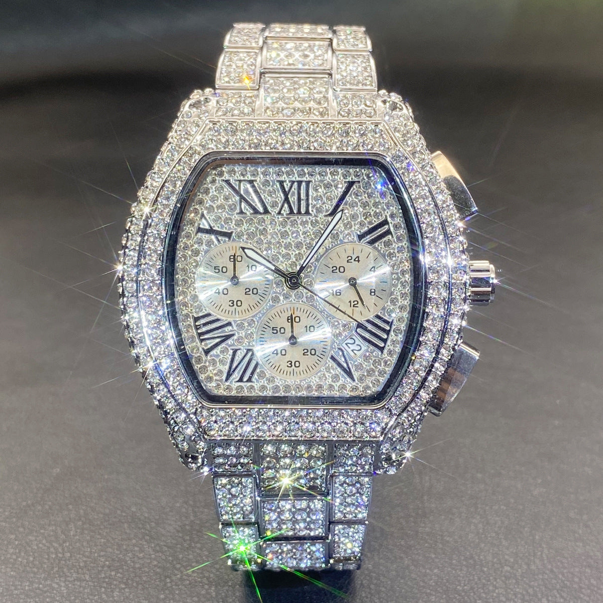 Orologio uomo cronografo tonneau con diamanti