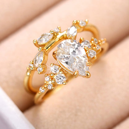 Anello rami e foglie zircone