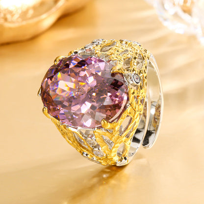 Anello oro cristalli blu