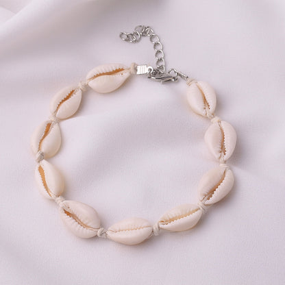 Cavigliera conchiglia intrecciata catena