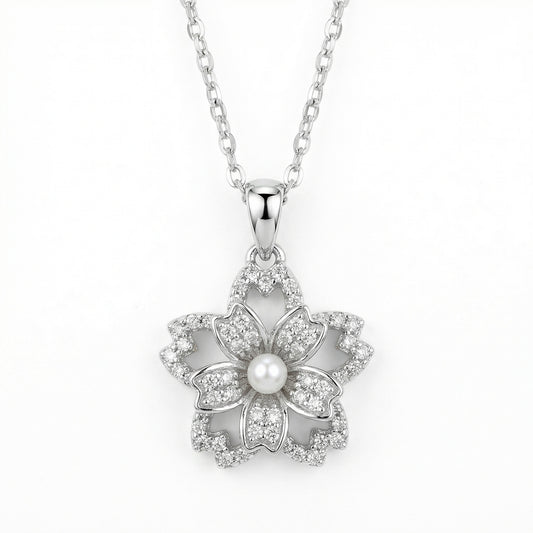 Collana ciliegio argento perla