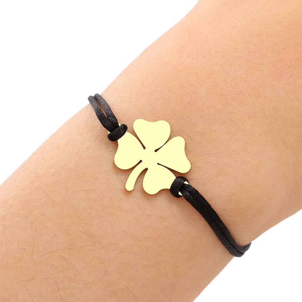 Bracciale corda nera acero