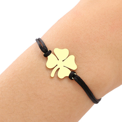 Bracciale corda nera acero