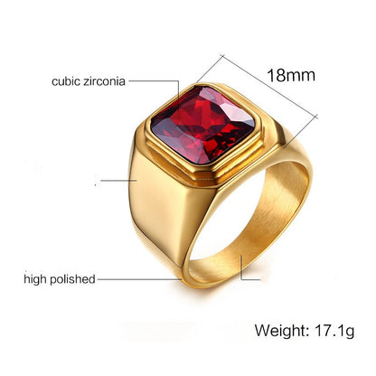 Set anelli acciaio zirconi rossi