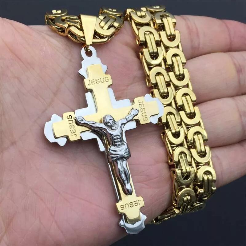 Collana con ciondolo croce acciaio inox