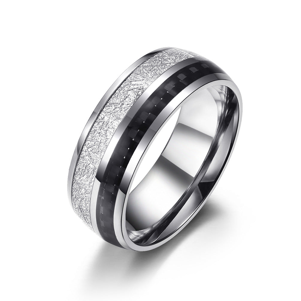 Anello acciaio carbonio e legno