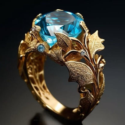 Anello placcato oro pietra blu