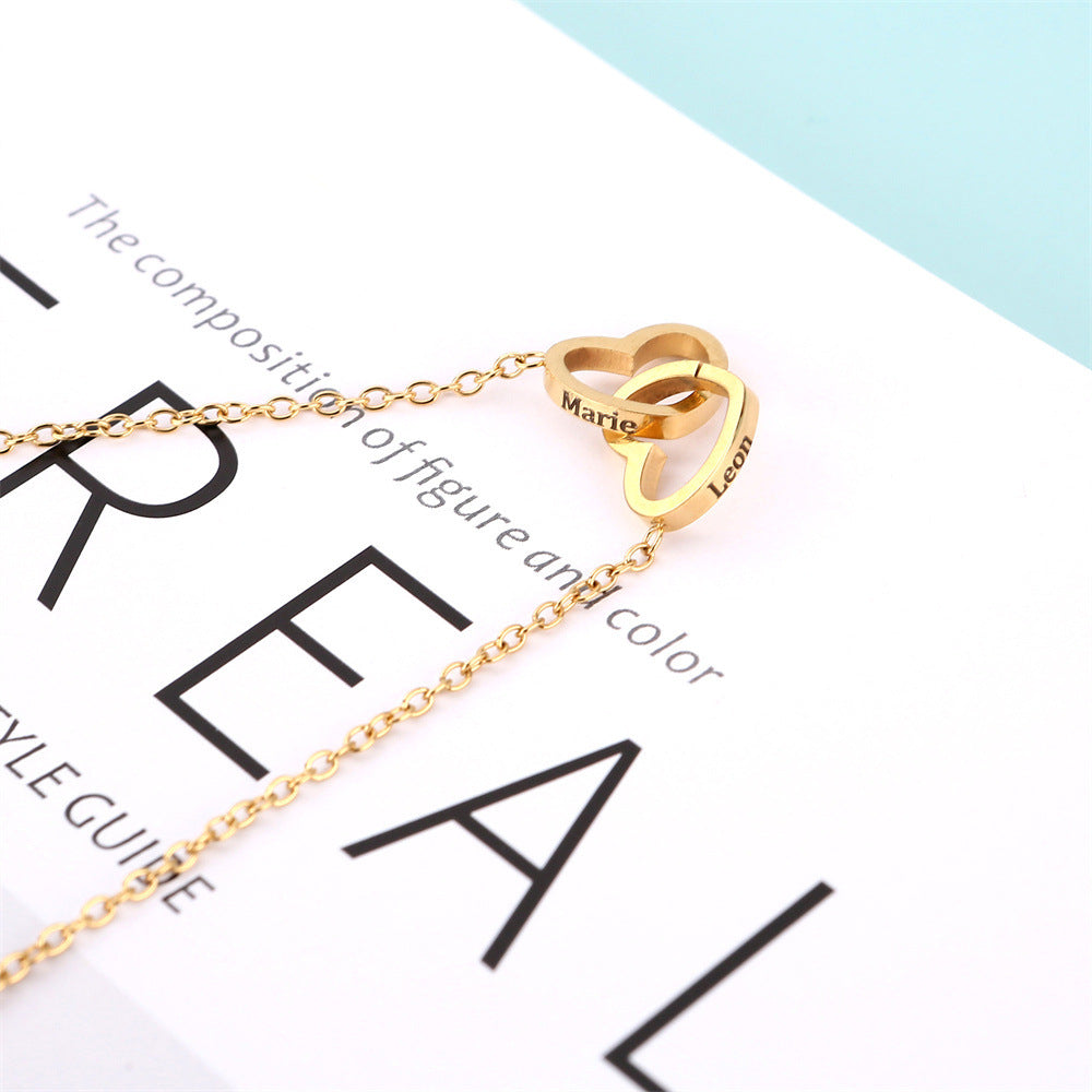 Collana doppio cuore acciaio