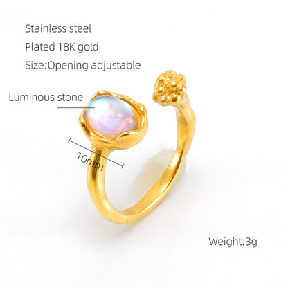 Anello pietra di luna geometrico irregolare