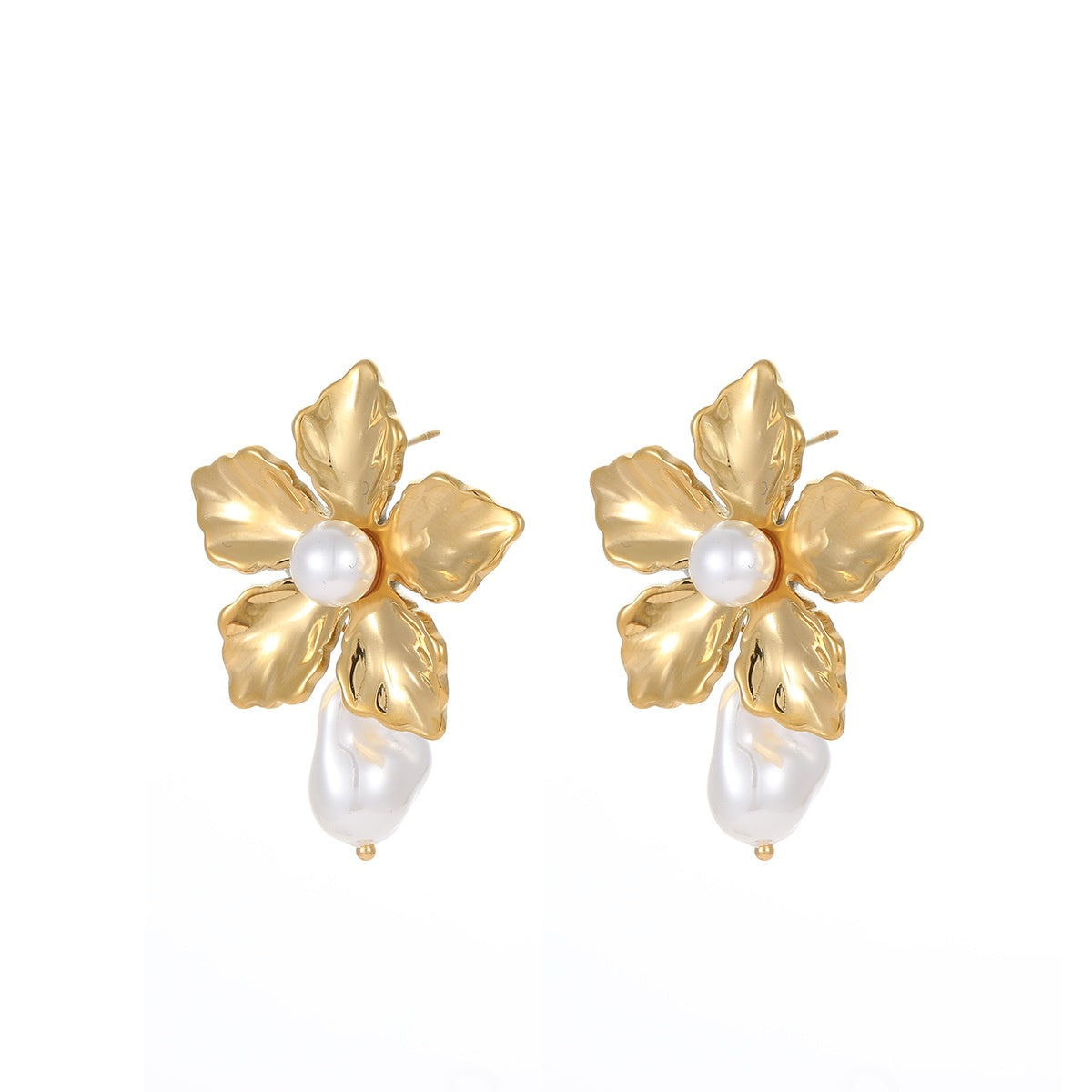 Orecchini perle barocche fiore oro