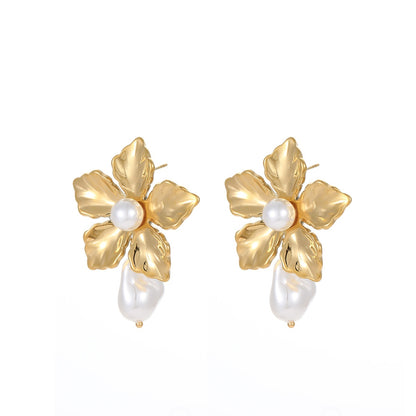 Orecchini perle barocche fiore oro