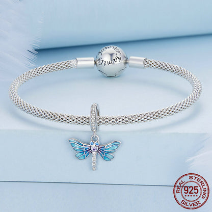 Ciondolo libellula blu argento