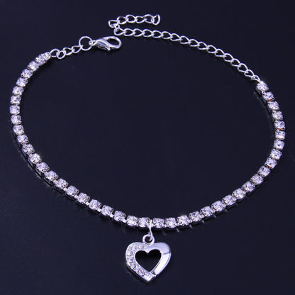 Cavigliera cuore strass da spiaggia