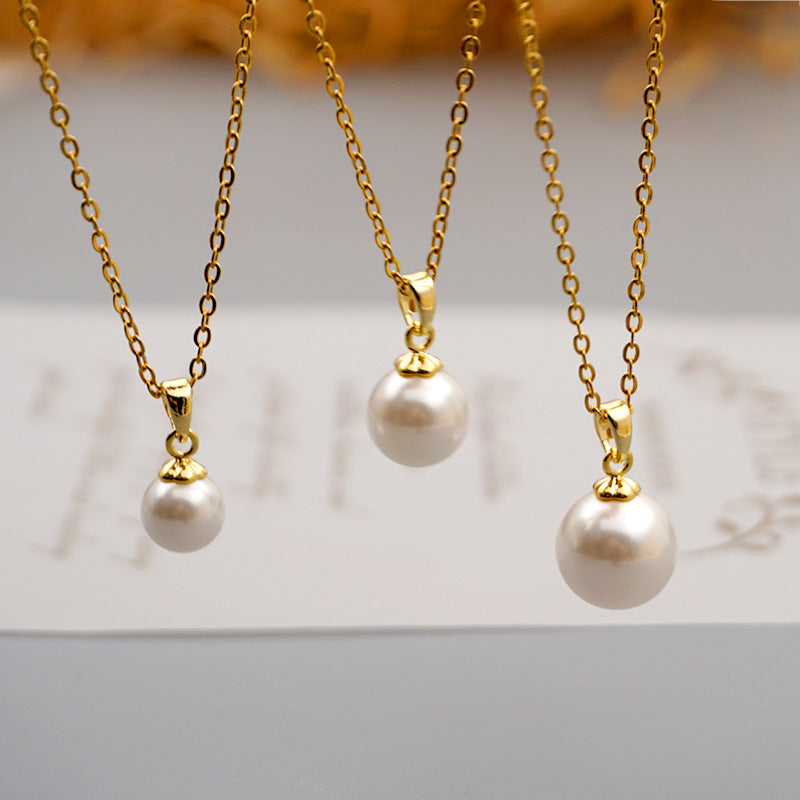 Collana perla acciaio titanio catena