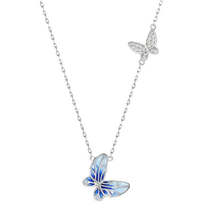 Collana farfalla smaltata gocciante