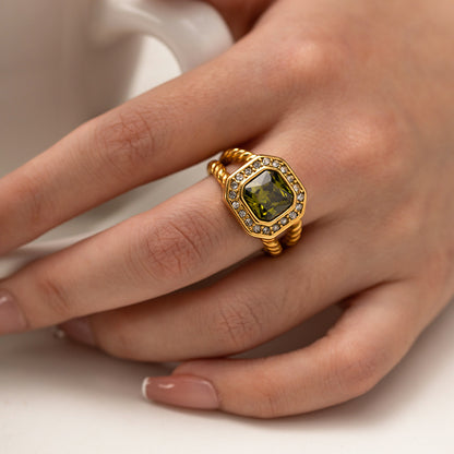 Anello ottagonale olivastro