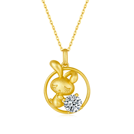 Collana coniglio moissanite argento