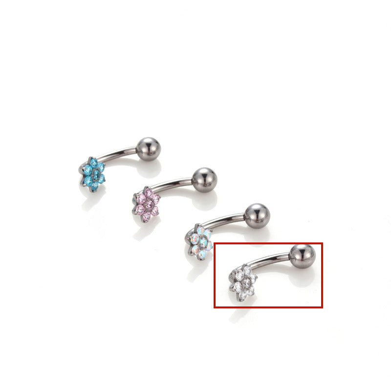 Piercing ombelico fiore zircone