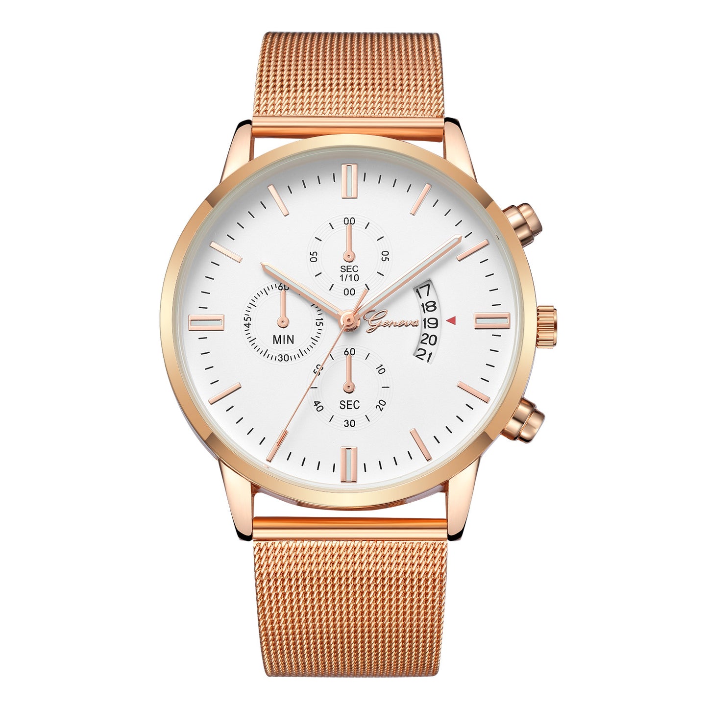 Orologio calendario mesh acciaio