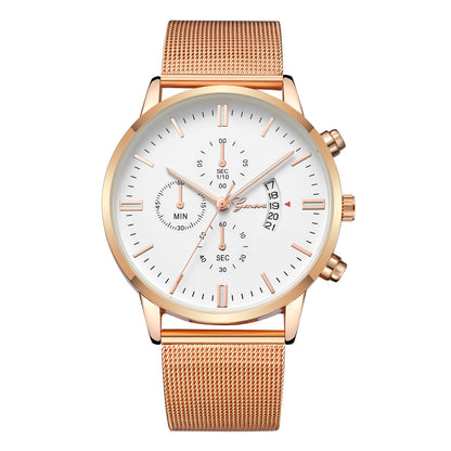 Orologio calendario mesh acciaio
