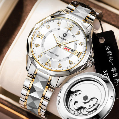 Orologio meccanico scheletrato da uomo fondo trasparente