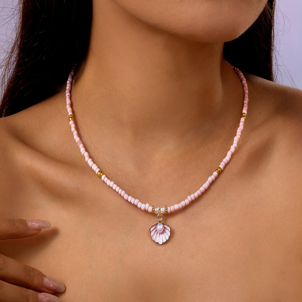 Collana conchiglia e perla stile nautico