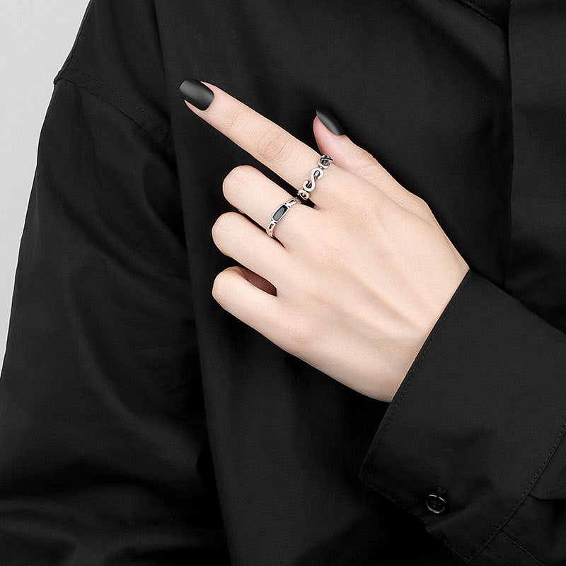 Anello geometrico regolabile argento