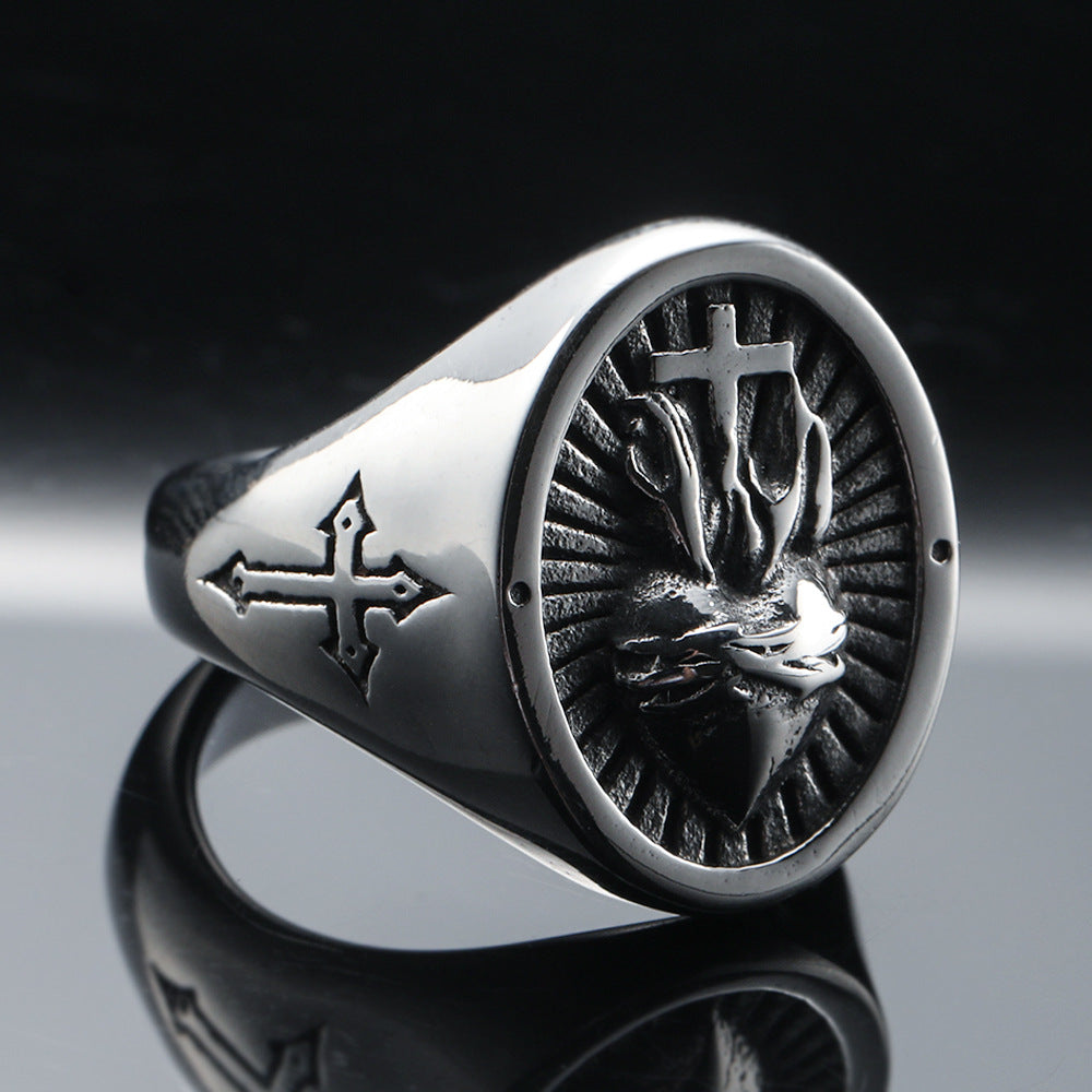Anello croce e cuore