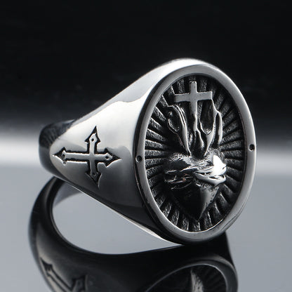 Anello croce e cuore