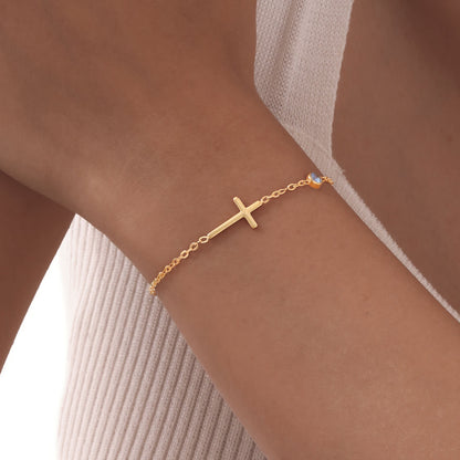 Bracciale croce pietre nascita