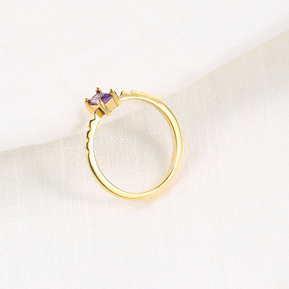 Anello zircone viola sottile