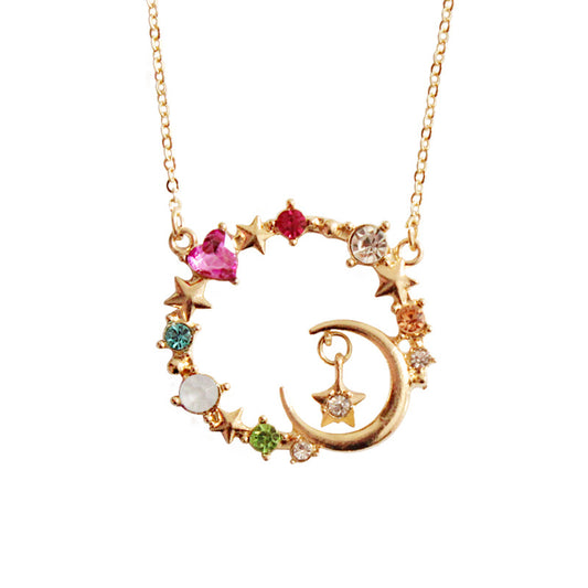 Collana cuore stelle luna