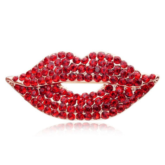 Spilla labbra rosa con cristalli