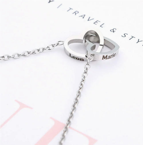 Collana doppio cuore acciaio