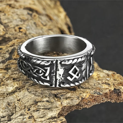 Anello acciaio stile vichingo da uomo