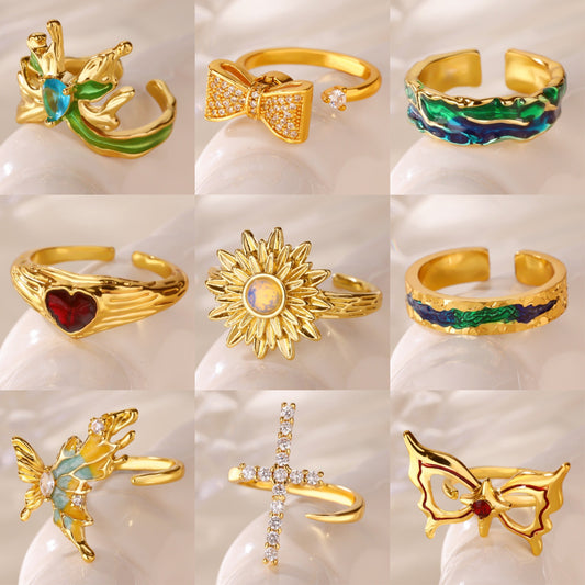 Anello farfalla goccia blu
