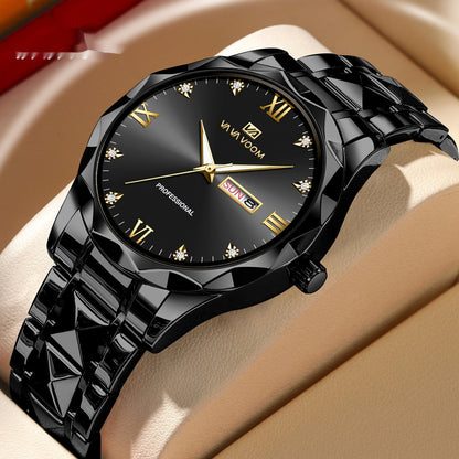 Orologio doppio calendario impermeabile in tungsteno