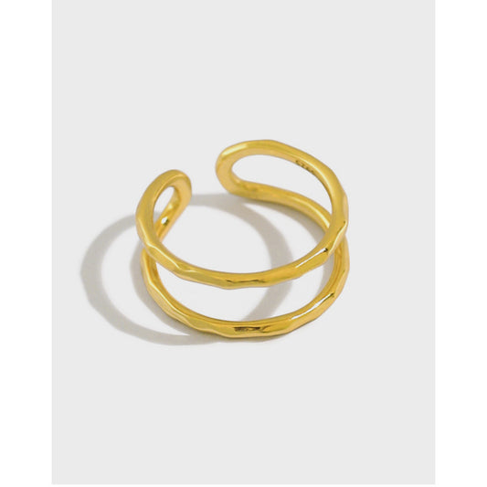 Anello Argento Geometrico Doppio Strato