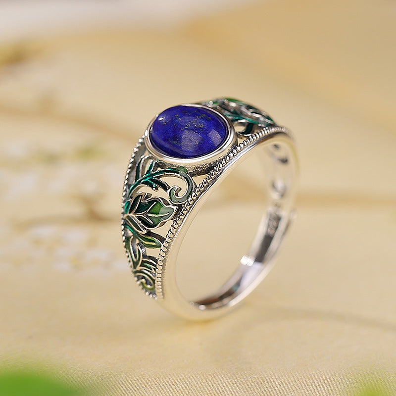 Anello foglia lapislazzuli