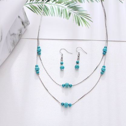 Set collana e orecchini turchese rotondo